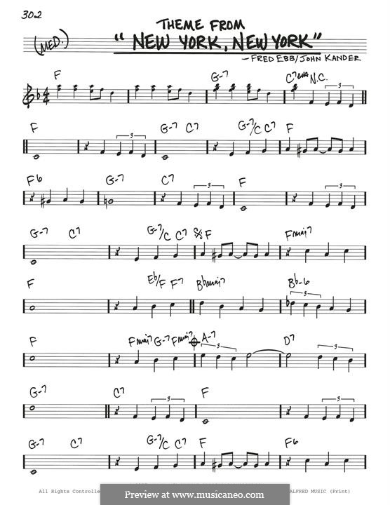 New York, New York (Frank Sinatra): For instrument in F by John Kander