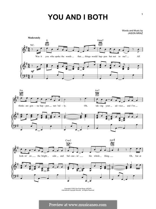 You and I Both: Para vocais e piano (ou Guitarra) by Jason Mraz