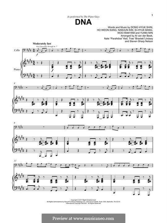 DNA (The Piano Guys): para Violoncelo e piano by Ho Weon Kang, Si Hyuk Bang, Dong Hyuk Shin