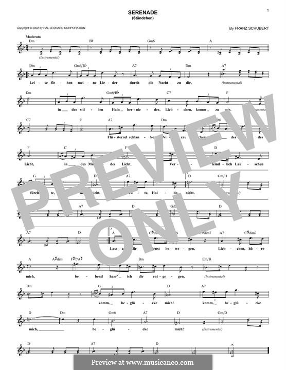 No.4 Ständchen (Serenade), vocal version: melodia by Franz Schubert