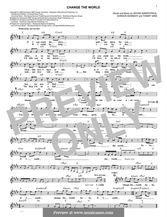 Change the World (Eric Clapton and Wynonna): melodia by Gordon Kennedy, Tommy Sims, Wayne Kirkpatrick