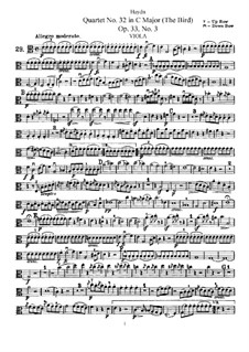 String Quartet No.32 in C Major 'The Bird', Hob.III/39 Op.33 No.3: parte viola by Joseph Haydn