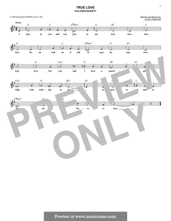 True Love (Bing Crosby & Grace Kelly): melodia by Cole Porter