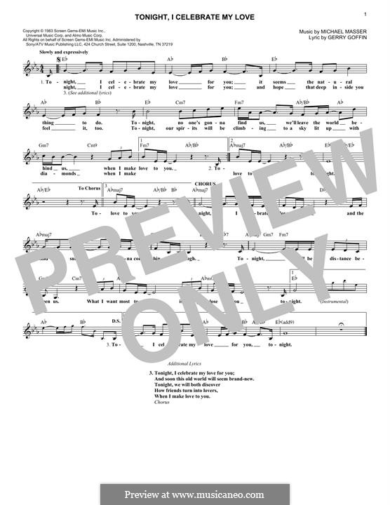 Tonight, I Celebrate My Love (Peabo Bryson and Roberta Flack): melodia by Gerry Goffin, Michael Masser