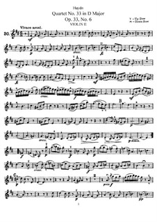 String Quartet No.33 in D Major, Hob.III/42 Op.33 No.6: violino parte II by Joseph Haydn