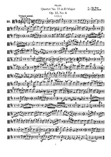 String Quartet No.33 in D Major, Hob.III/42 Op.33 No.6: parte viola by Joseph Haydn