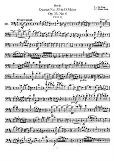 String Quartet No.33 in D Major, Hob.III/42 Op.33 No.6: parte violoncelo by Joseph Haydn