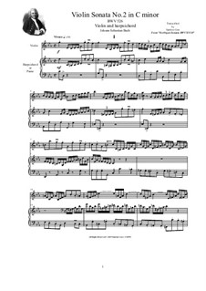 Trio Sonata for Organ No.2 in C Minor, BWV 526: Version for violin and harpsichord (or piano) by Johann Sebastian Bach