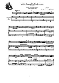 Trio Sonata for Organ No.3 in D Minor, BWV 527: Version for violin and harpsichord (or piano) by Johann Sebastian Bach