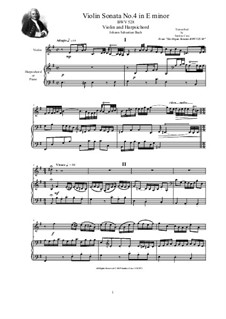 Trio Sonata No.4 in E Minor for Organ, BWV 528: Version for violin and harpsichord (or piano) by Johann Sebastian Bach