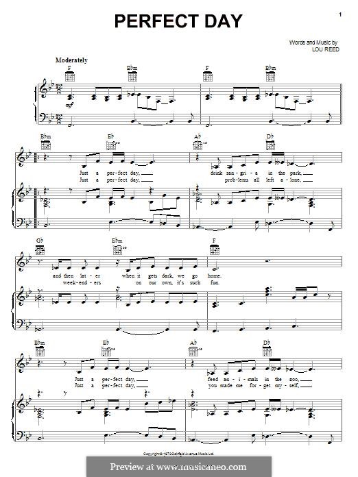 Perfect Day: Para vocais e piano (ou Guitarra) by Lou Reed