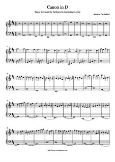 Canon in D Major: For piano, very easy version by Johann Pachelbel