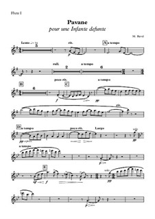 Pavane pour une infante défunte (Pavane for a Dead Princess), M.19: flauta parte I by Maurice Ravel