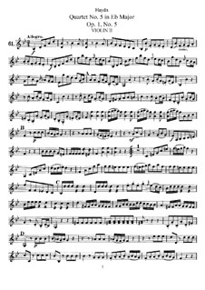 String Quartet No.5 in B Flat Major, Hob.III/5 Op.1 No.5: violino parte II by Joseph Haydn