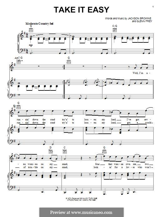 Take It Easy (The Eagles): Para vocais e piano (ou Guitarra) by Glen Frey, Jackson Browne