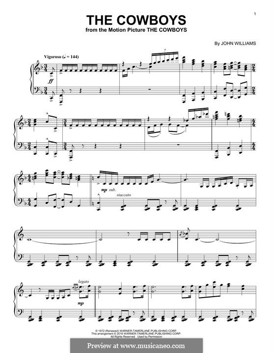 The Cowboys: Para Piano by John Williams