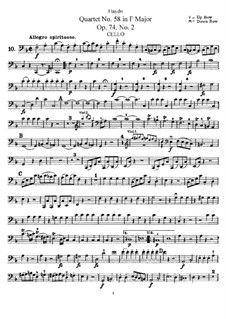 String Quartet No.58 in F Major, Hob.III/73 Op.74 No.2: parte violoncelo by Joseph Haydn