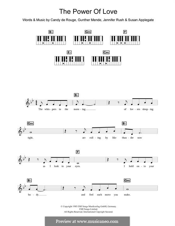 The Power of Love: melodia by Candy Derouge, Gunther Mende, Jennifer Rush, Mary Susan Applegate