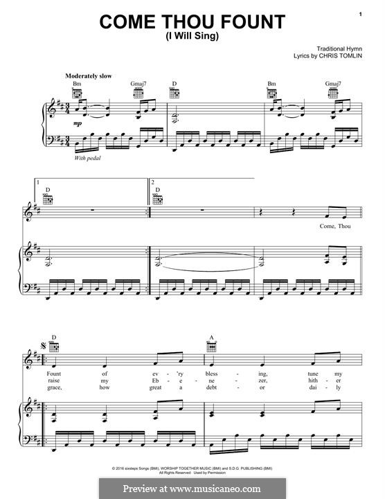 Come Thou Fount of Every Blessing: Para vocais e piano (ou Guitarra) by folklore