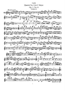 String Quartet No.6 in C Major, Hob.III/6 Op.1 No.6: violino parte I by Joseph Haydn