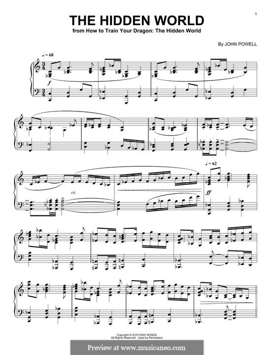 The Hidden World (from How to Train Your Dragon: The Hidden World): Para Piano by John Powell