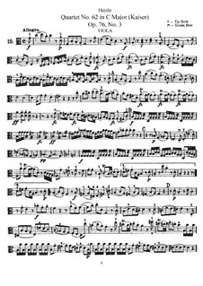 String Quartet No.62 in C Major 'Emperor', Hob.III/77 Op.76 No.3: parte viola by Joseph Haydn