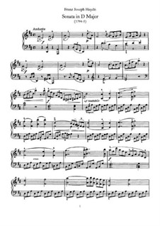 Sonata for Piano No.61 in D Major, Hob.XVI/51: para um único musico (Editado por H. Bulow) by Joseph Haydn