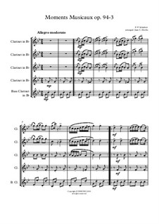 Six Musical Moments, D.780 Op.94: Musical moment No.3, for clarinet choir by Franz Schubert