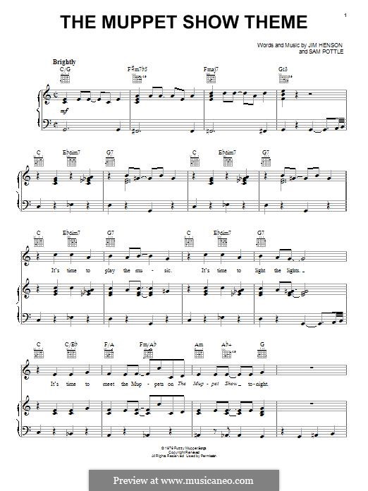 The Muppet Show Theme (Jim Henson): Para vocais e piano (ou Guitarra) by Sam Pottle