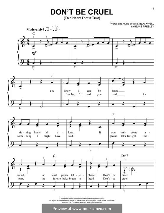 Don't Be Cruel: Para Piano by Elvis Presley, Otis Blackwell