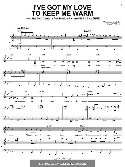 I've Got My Love to Keep Me Warm (Frank Sinatra): Para vocais e piano by Irving Berlin
