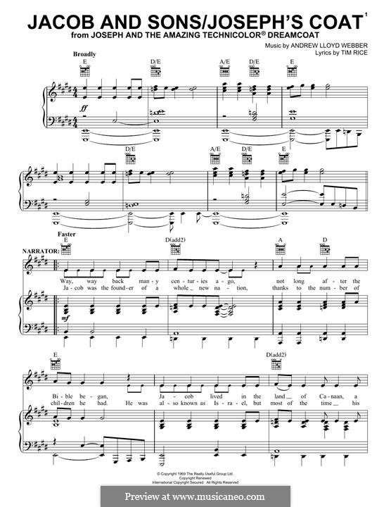 Jacob and Sons / Joseph's Coat: Para vocais e piano (ou Guitarra) by Andrew Lloyd Webber