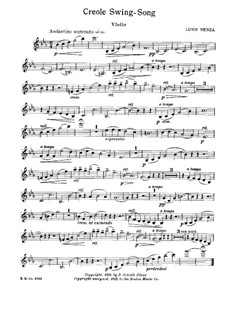 Creole Swing Song: Version for violin (or cello) and piano – solo parts by Luigi Denza