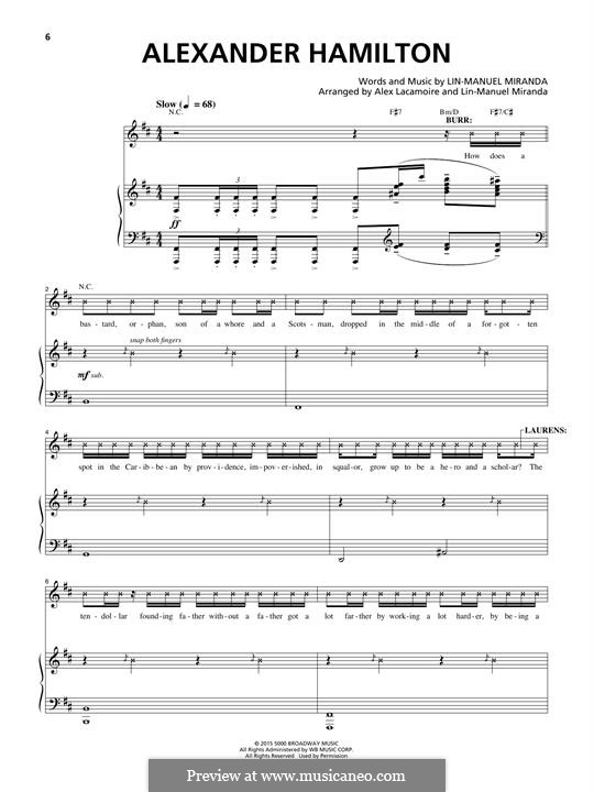 Alexander Hamilton (from 'Hamilton'): Para vocais e piano by Lin-Manuel Miranda