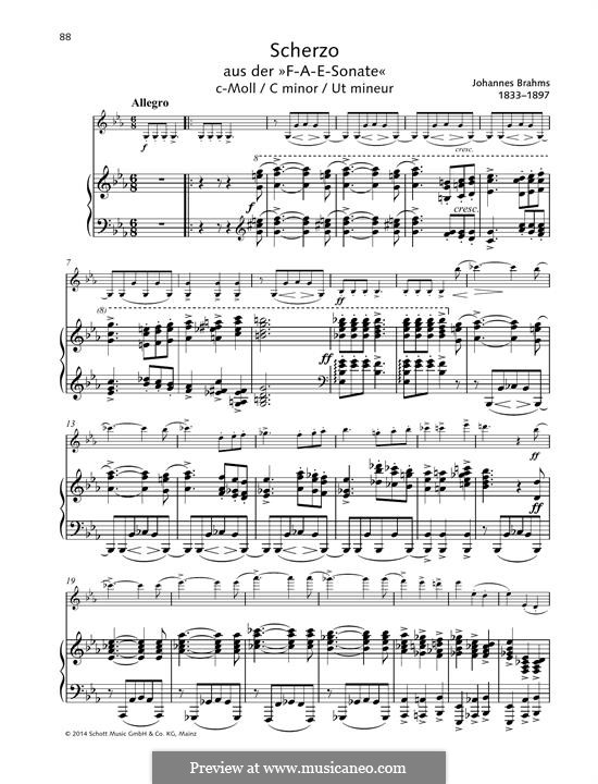 Scherzo in C minor: para violino by Johannes Brahms