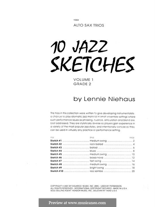 10 Jazz Sketches: Volume 1 (alto saxophone) by Lennie Niehaus