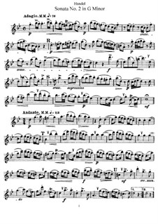 Sonata for Flute and Harpsichord in G Minor, HWV 360 Op.1 No.2: Parte de solo by Georg Friedrich Händel