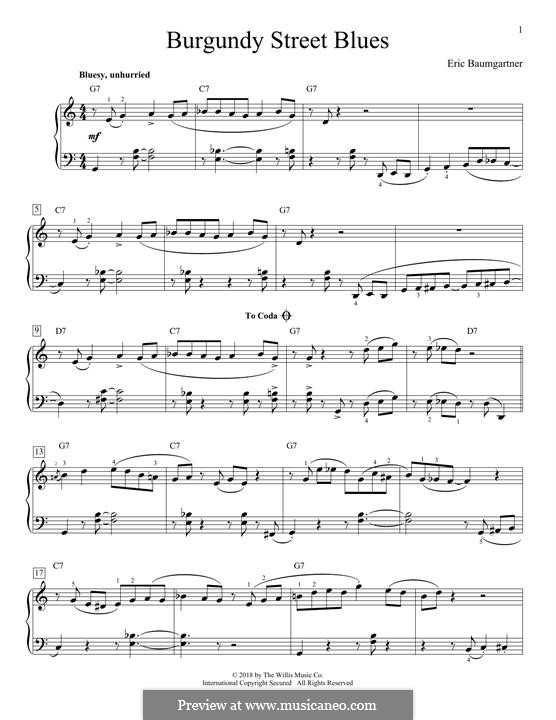 Burgundy Street Blues: Para Piano by Eric Baumgartner