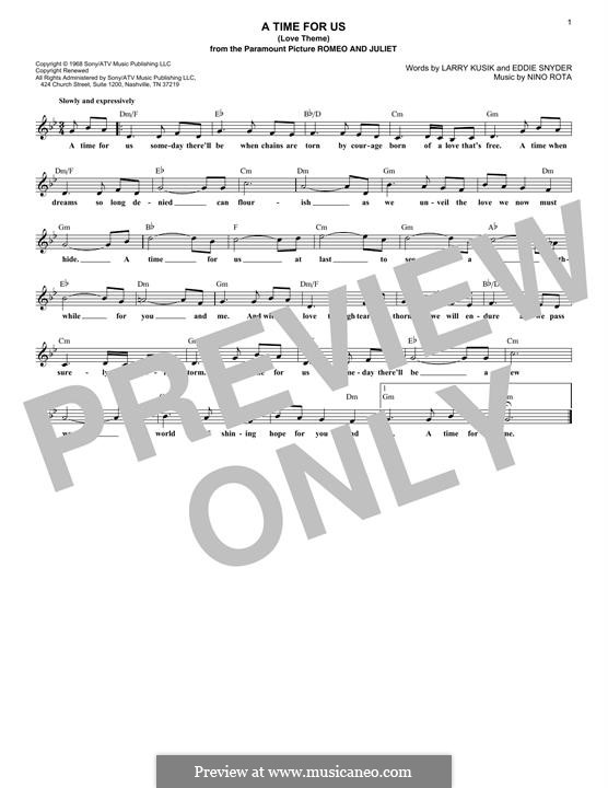 A Time for Us (Love Theme from Romeo and Juliet): melodia by Nino Rota