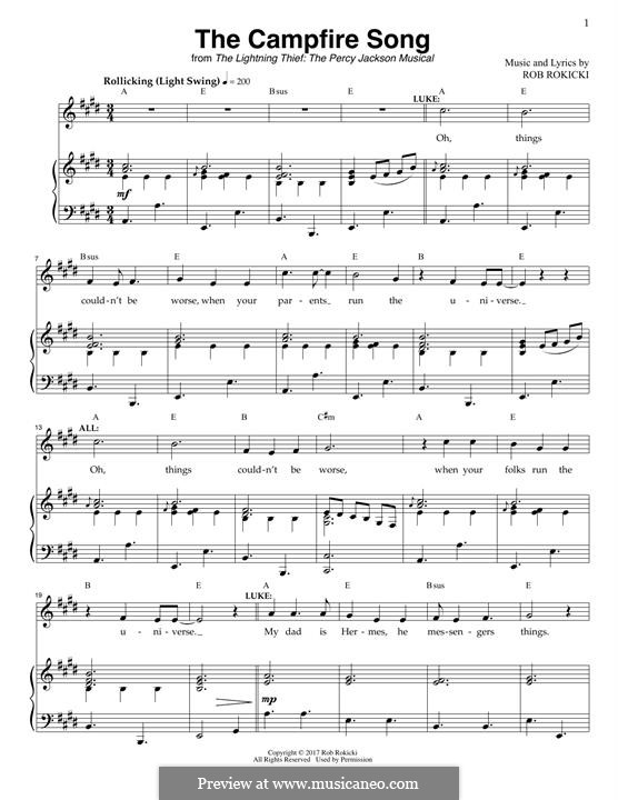The Campfire Song (from The Lightning Thief: The Percy Jackson Musical): Para vocais e piano by Rob Rokicki