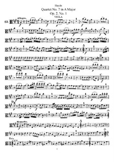 String Quartet No.7 in A Major, Hob.III/7 Op.2 No.1: parte viola by Joseph Haydn
