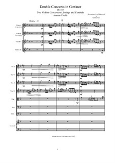 Concerto for Two Violins and Strings in G Minor, RV 517: Score, parts by Antonio Vivaldi