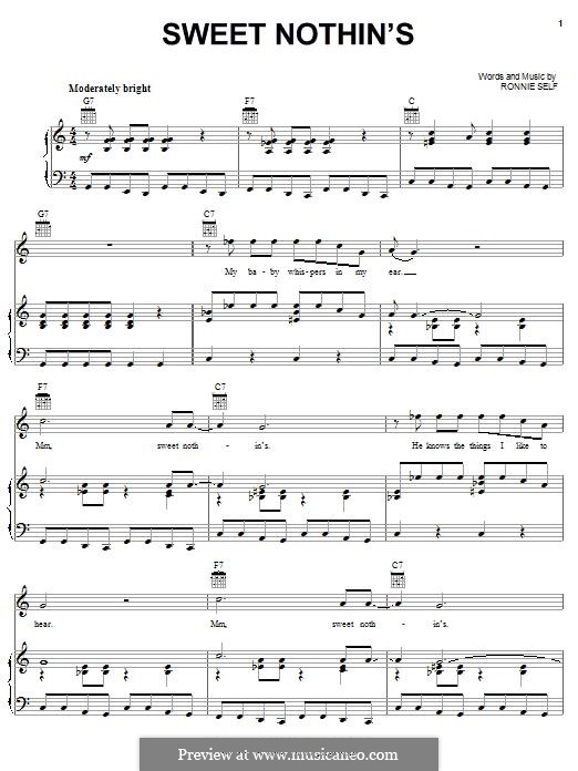 Sweet Nothin's (Brenda Lee): Para vocais e piano (ou Guitarra) by Ronnie Self