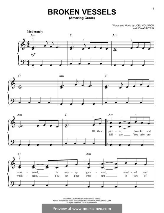 Broken Vessels (Amazing Grace): Para Piano by Jonas Myrin, Joel Houston
