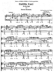 Chaconne in C Minor, BuxWV 159: Para Piano by Dietrich Buxtehude