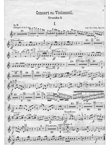Concerto for Cello and Orchestra in B Minor, B.191 Op.104: trompeta parte I by Antonín Dvořák