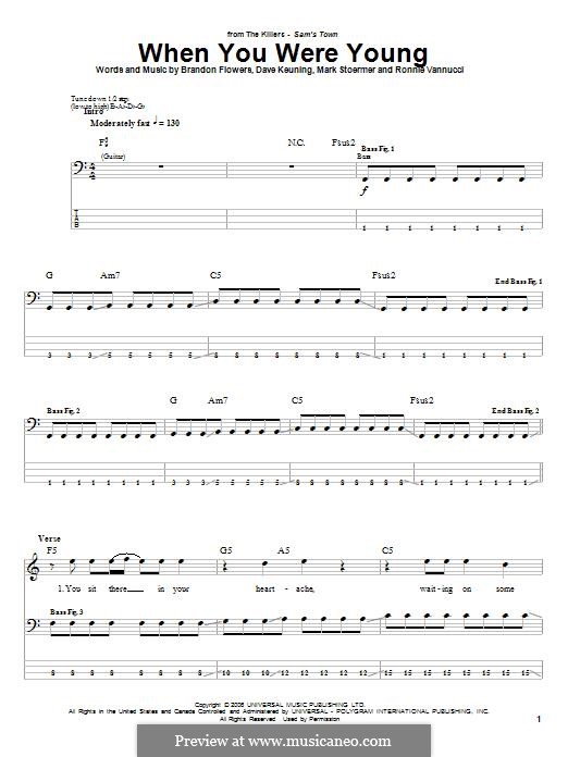 When You Were Young (The Killers): para baixo com guia by Brandon Flowers, Dave Keuning, Mark Stoermer, Ronnie Vannucci