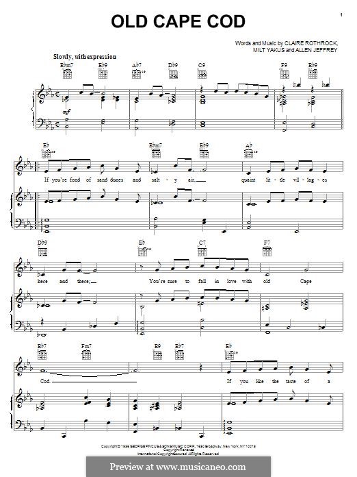 Old Cape Cod: Para vocais e piano (ou Guitarra) by Allan Jeffrey, Claire Rothrock, Milton Yakus