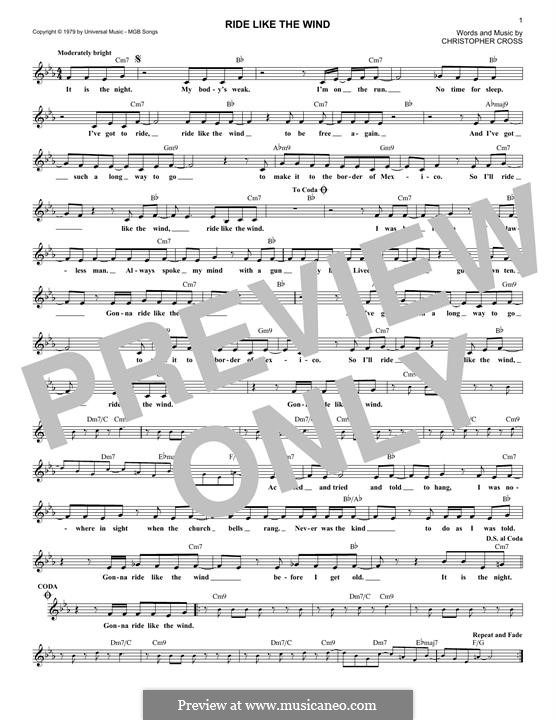 Ride Like the Wind por C. Cross Partituras on músicaNeo