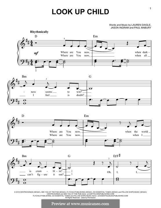 Look Up Child (from Look Up Child): Para Piano by Jason David Ingram, Paul Mabury, Lauren Daigle